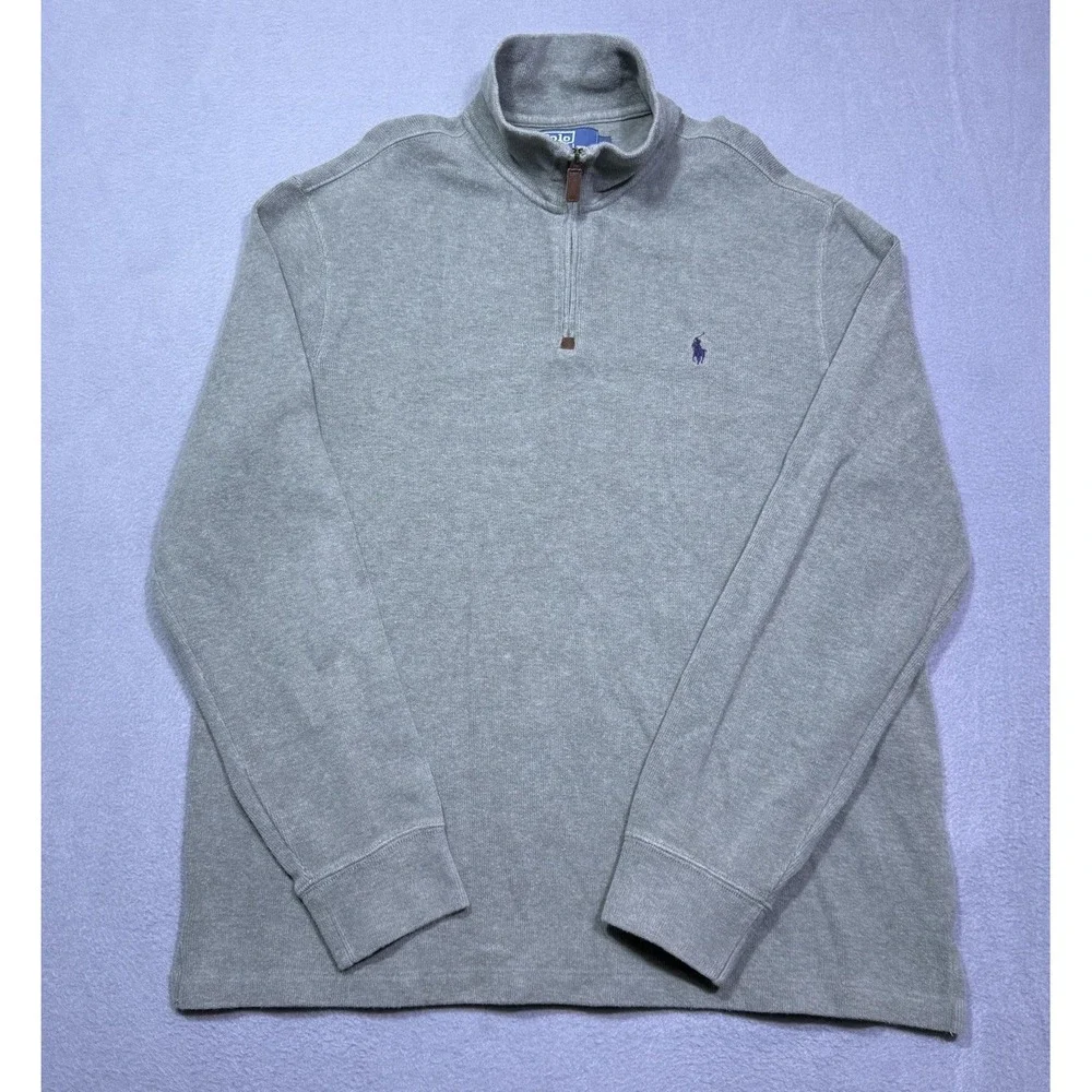 Polo Ralph Lauren 1/4 Zip Pullover Mens L Green Fleece Stretch Normcore USA